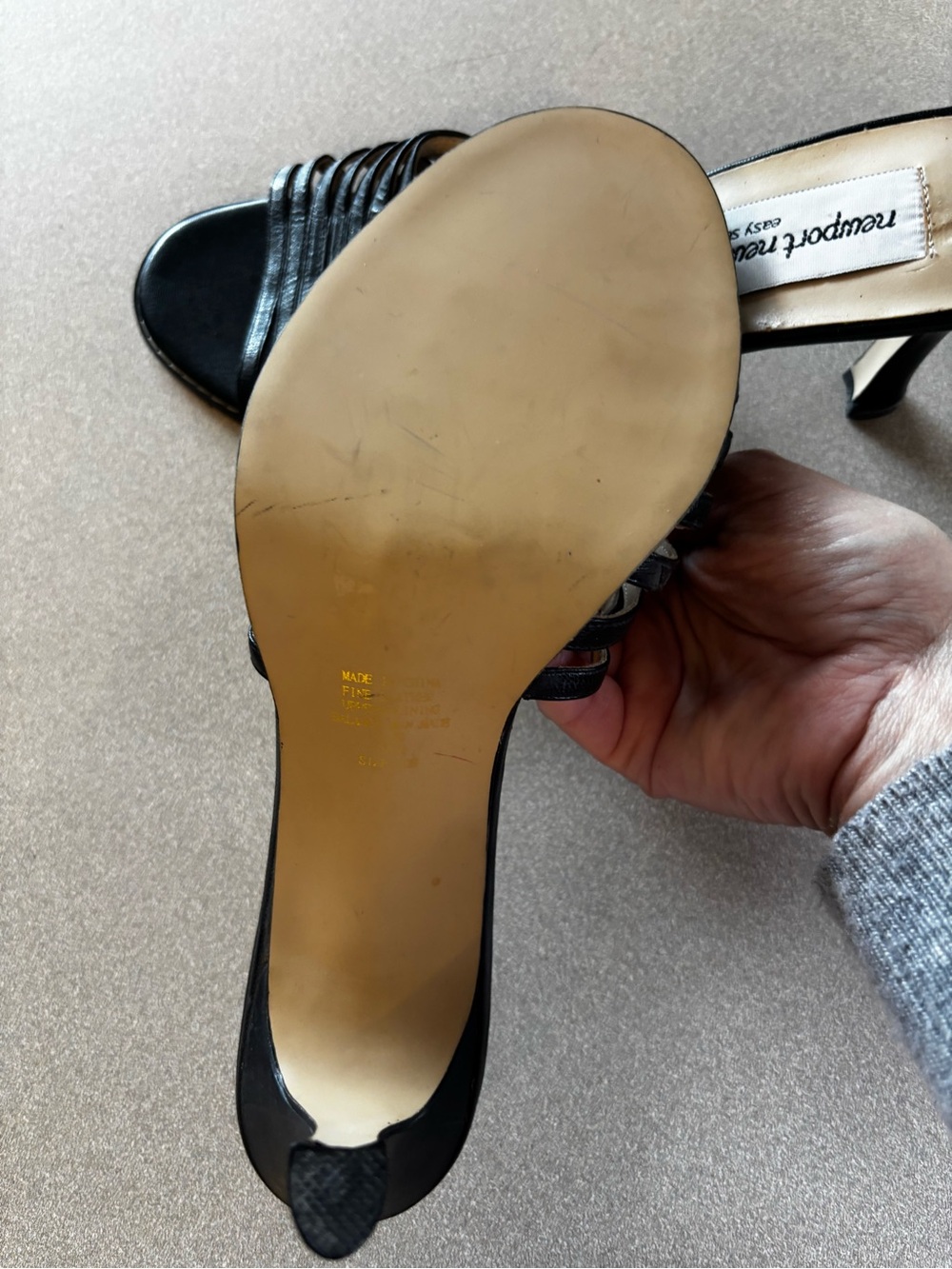 Newport News Black Strappy Kitten Heel Mules - Picture 6 of 9